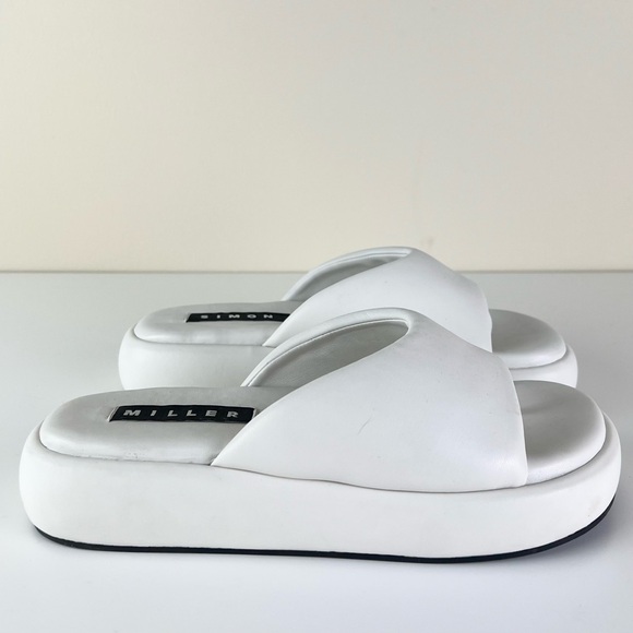 NEW SIMON MILLER IVORY PLATFORM SLIDE SANDALS - Picture 3 of 11